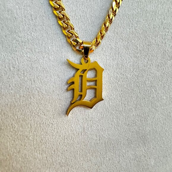 Detroit Tigers Necklace - Detroit D - 3mm Rope - 22" Gold Chain - MLB - Baseball - Picture 2 of 3